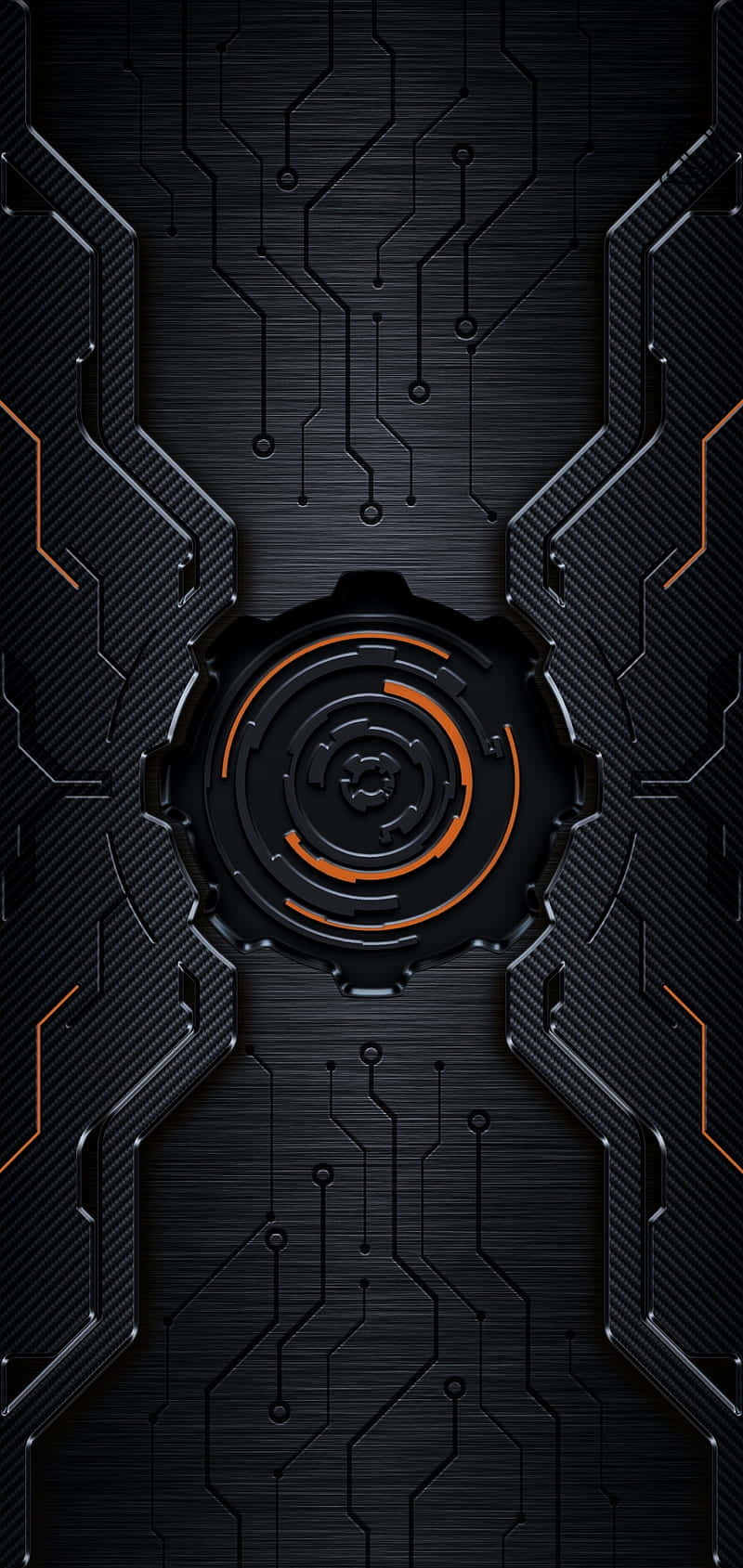 Futuristic Black Orange Cybercore Design Wallpaper