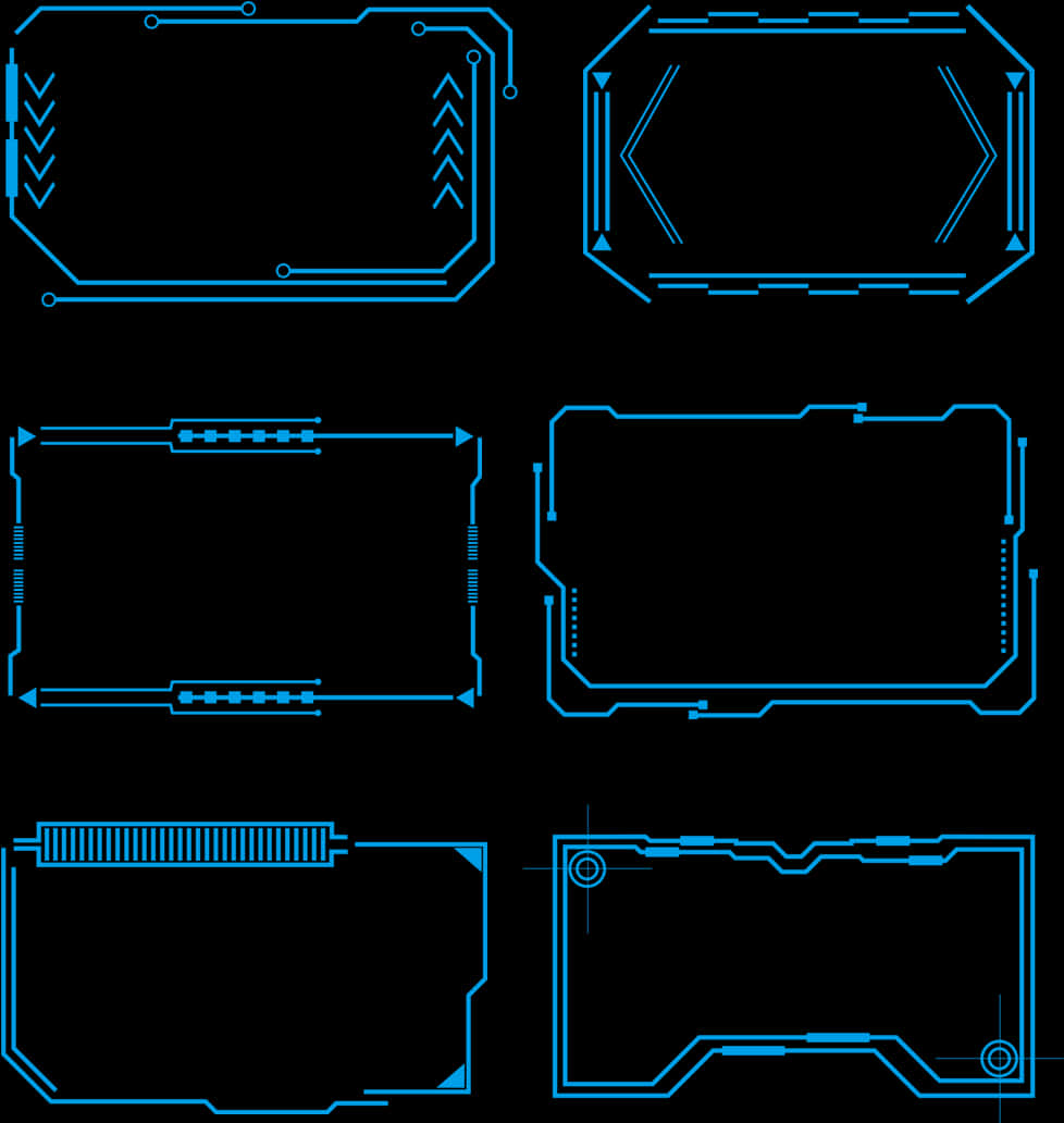 Futuristic Blue Borders Collection PNG