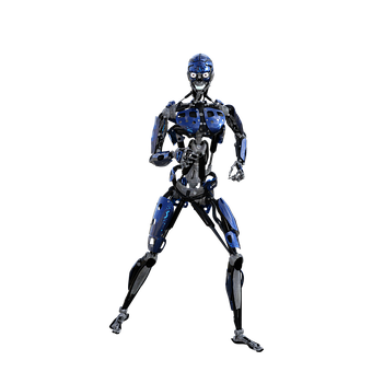 Futuristic Blue Robot PNG