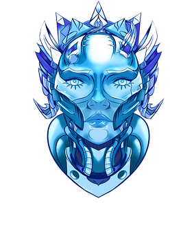 Futuristic Blue Robot Face PNG