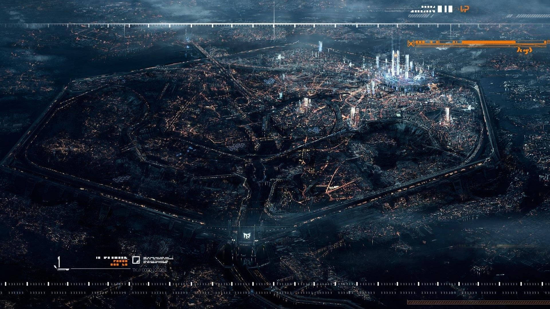 Futuristic City Aerial Shot