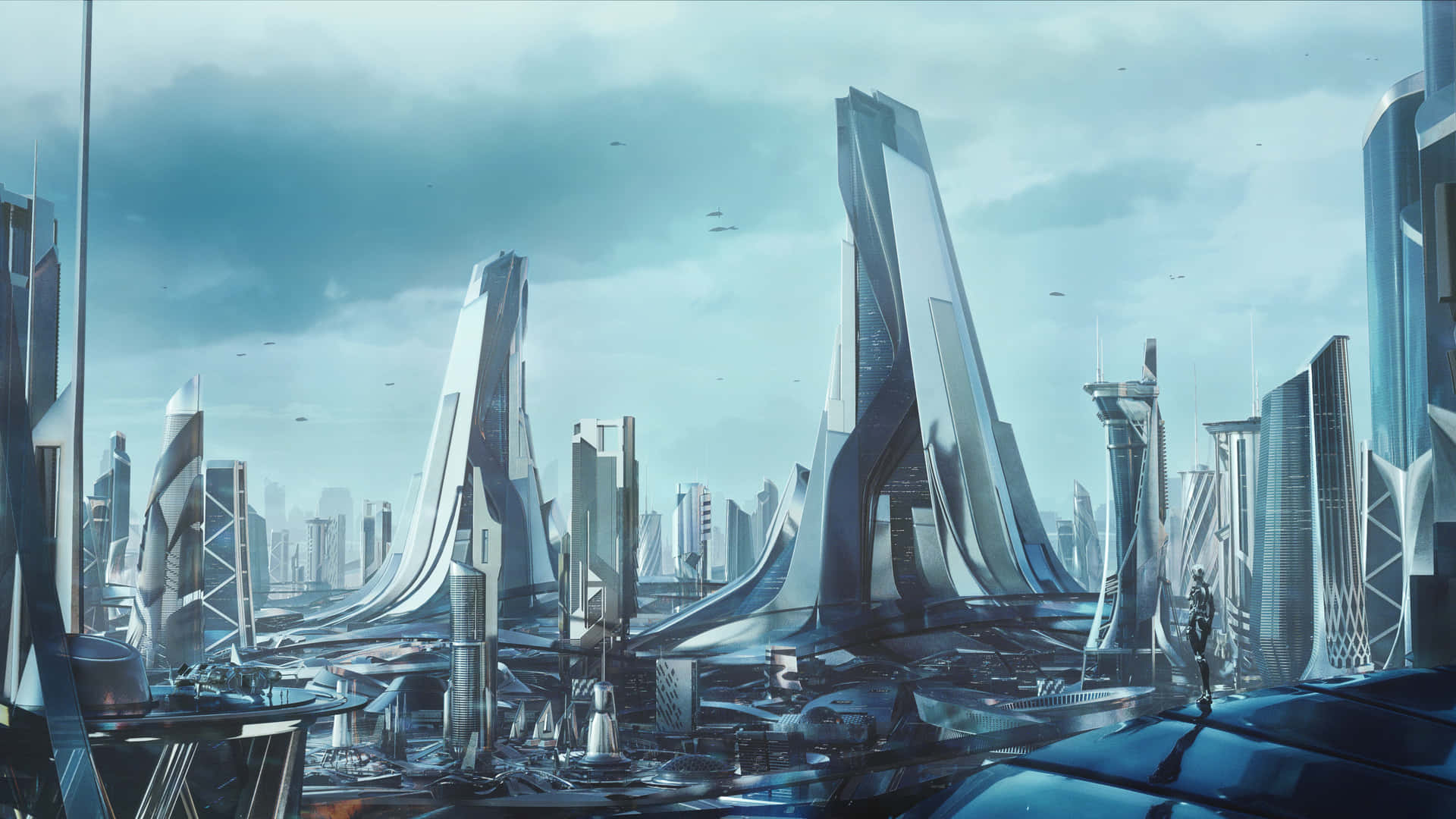 Gåin I Utopia I En Futuristisk Stad