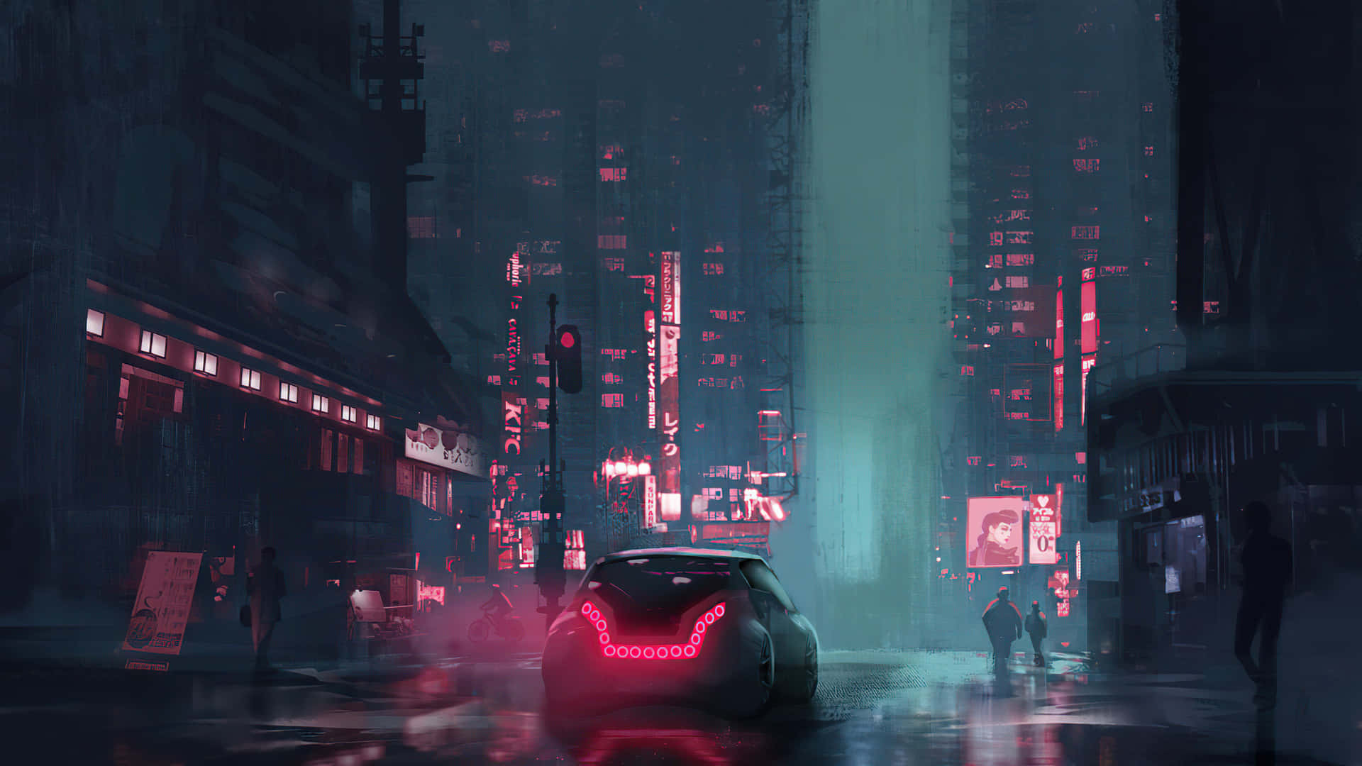 Neon Night City Landscape Cyberpunk Wallpaper by patrika