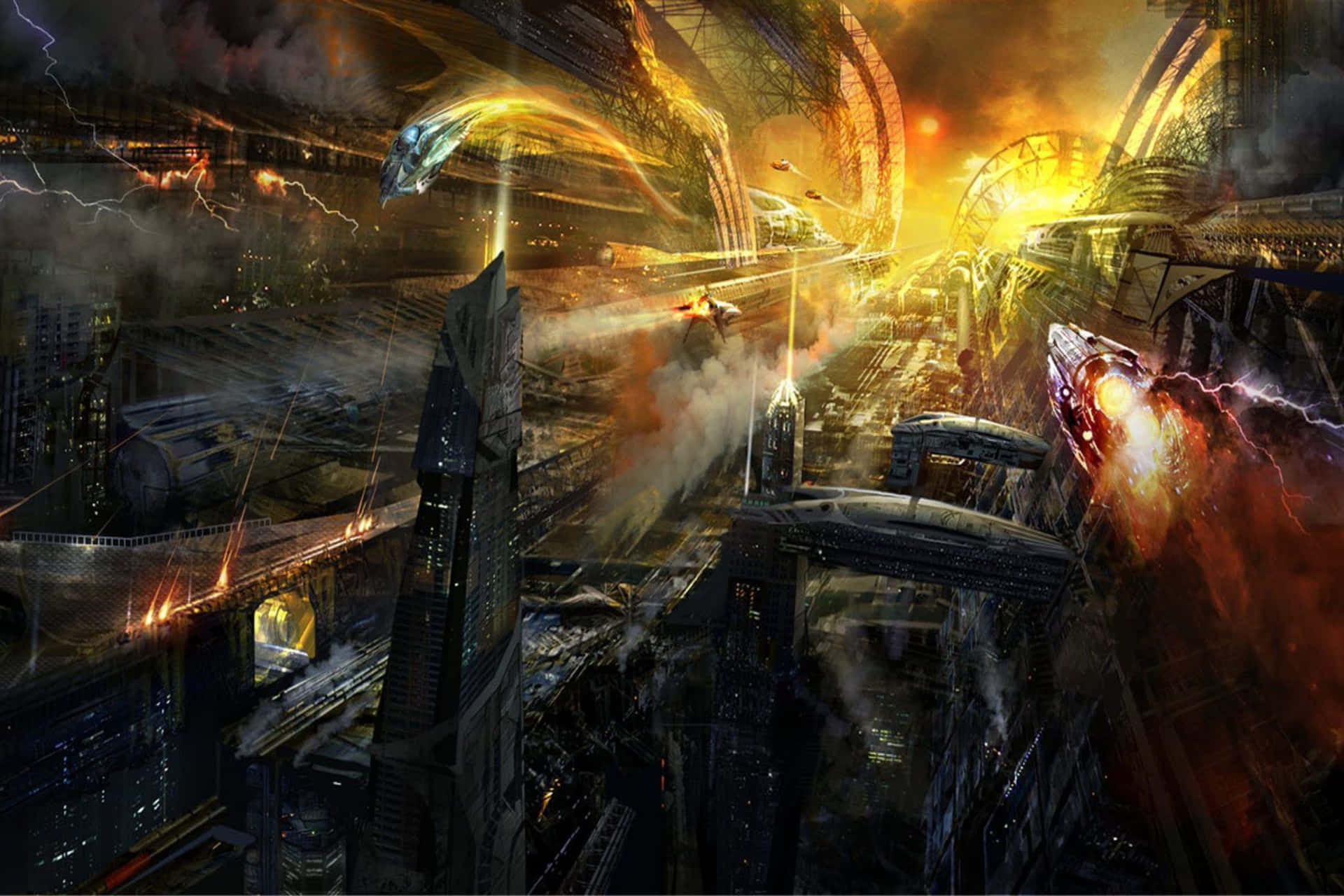 Futuristic_ Cityscape_ Chaos.jpg Wallpaper