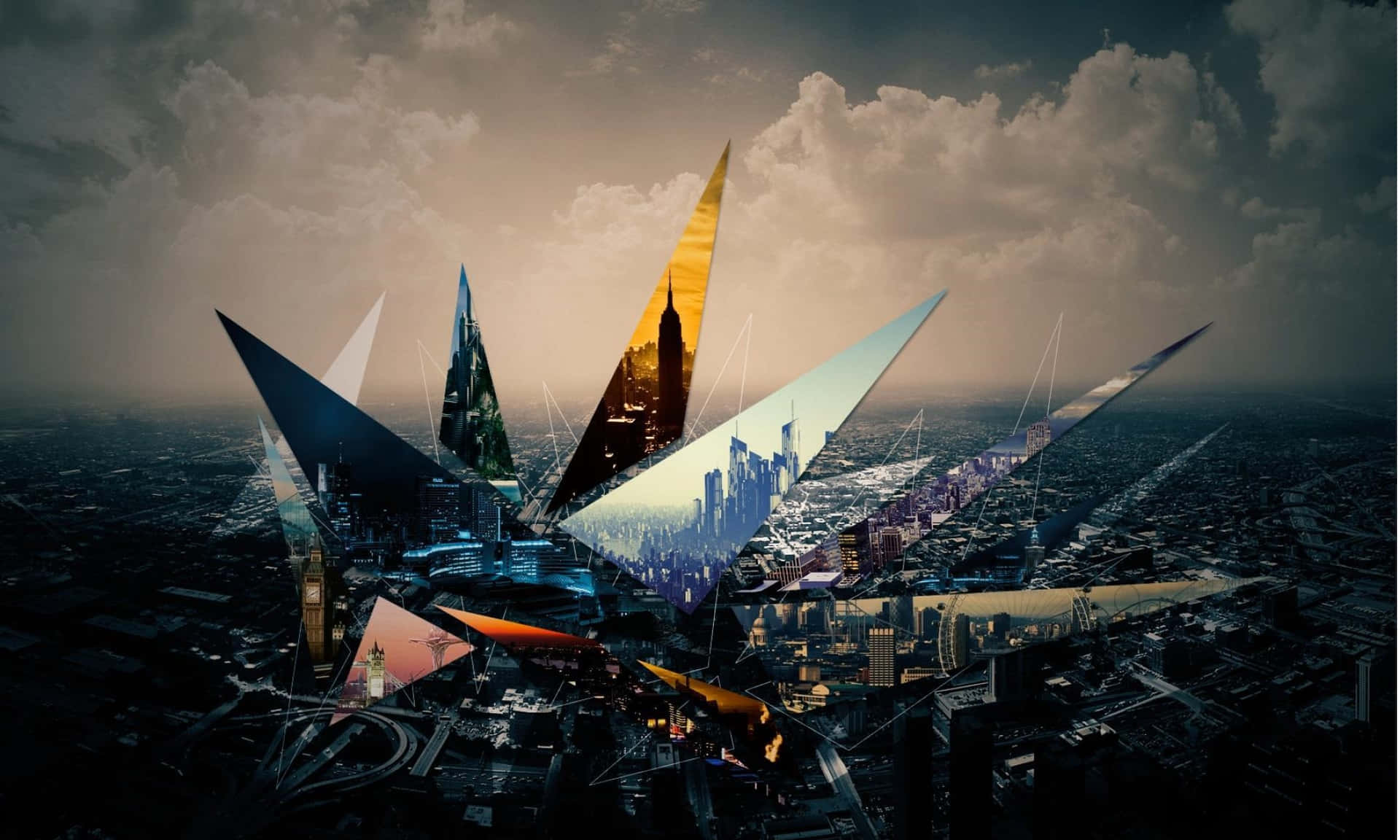 Futuristic Cityscape Collage Wallpaper