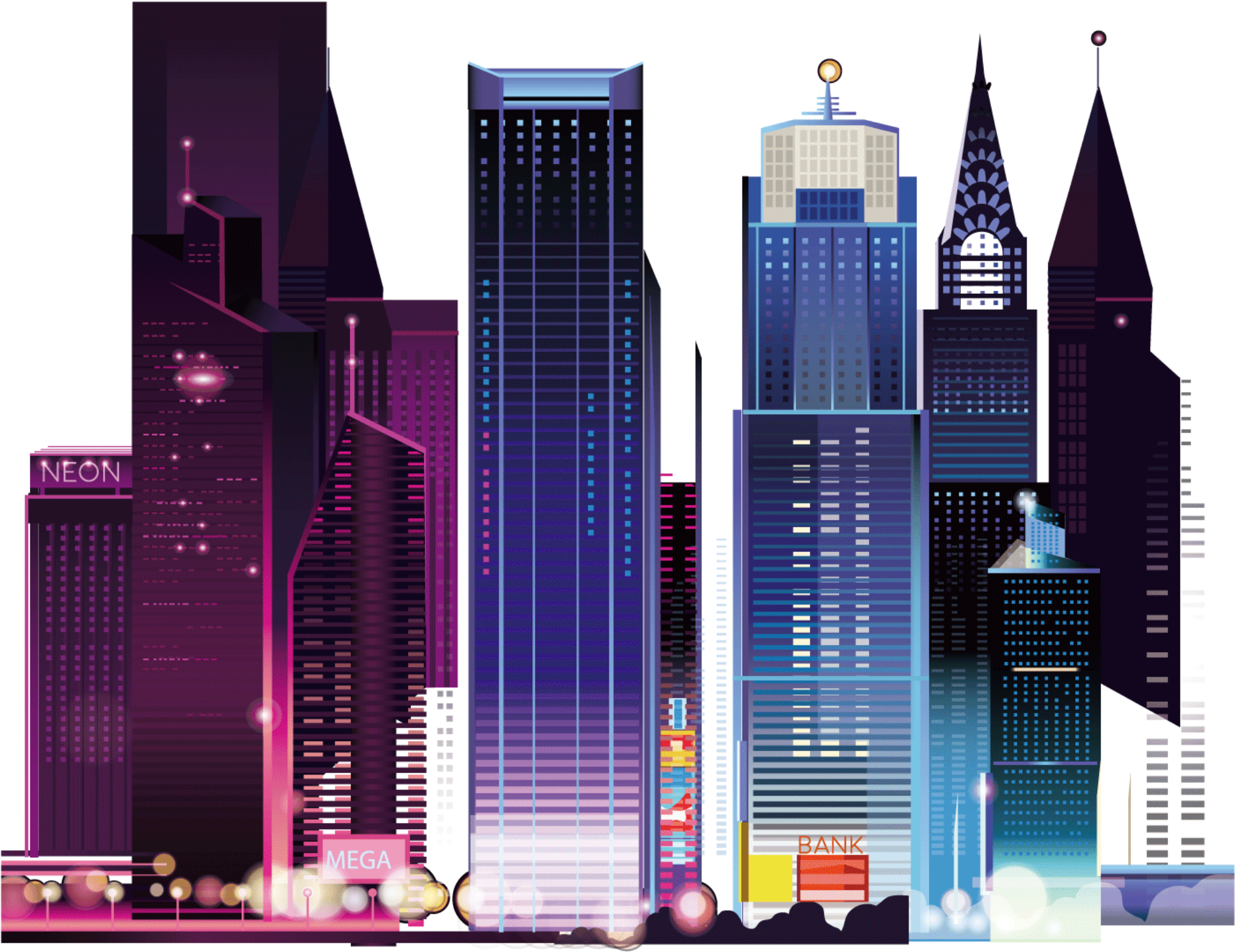 Futuristic Cityscape Illustration PNG