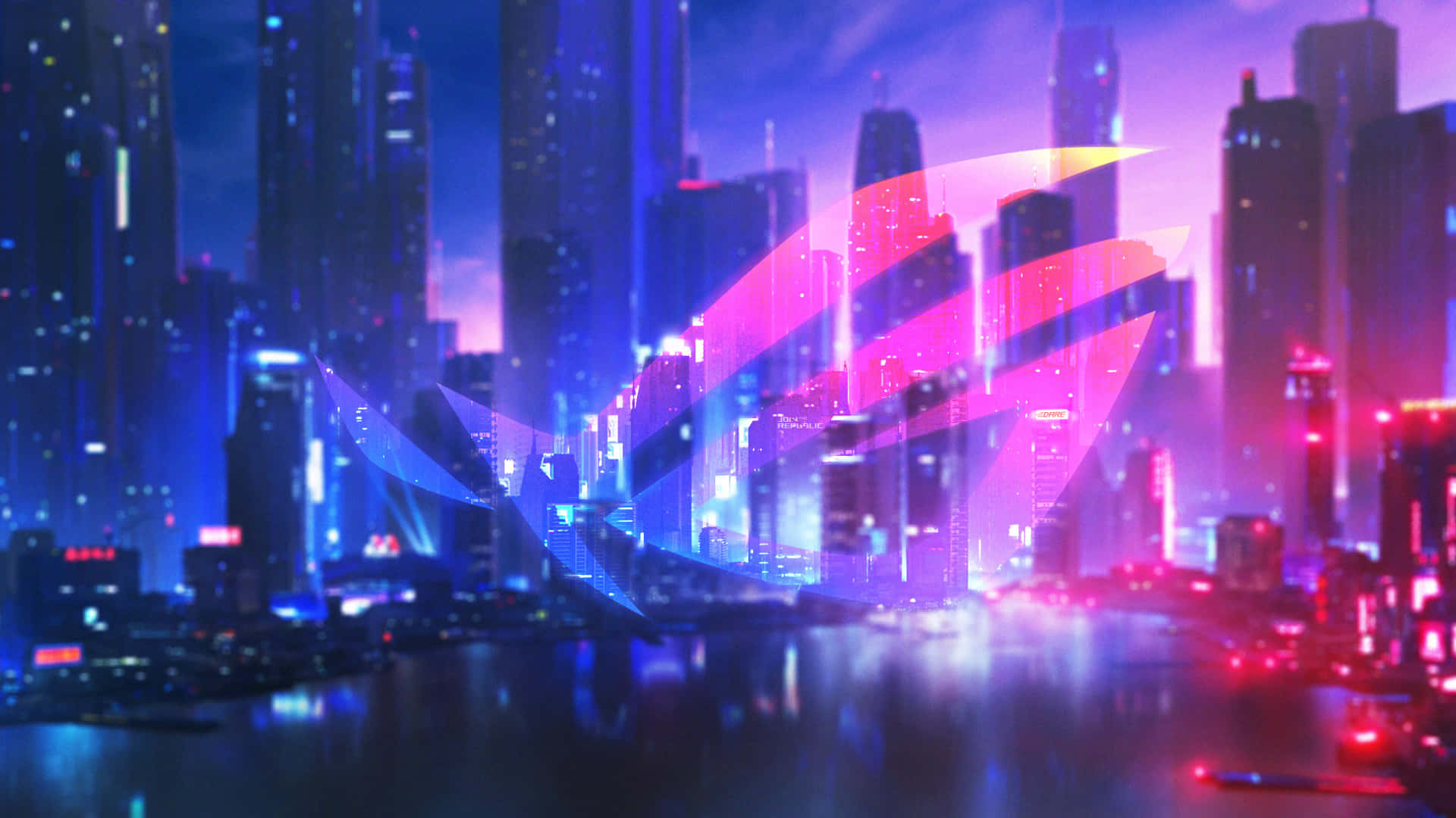 Futuristic_ Cityscape_ Neon_ Glow Wallpaper