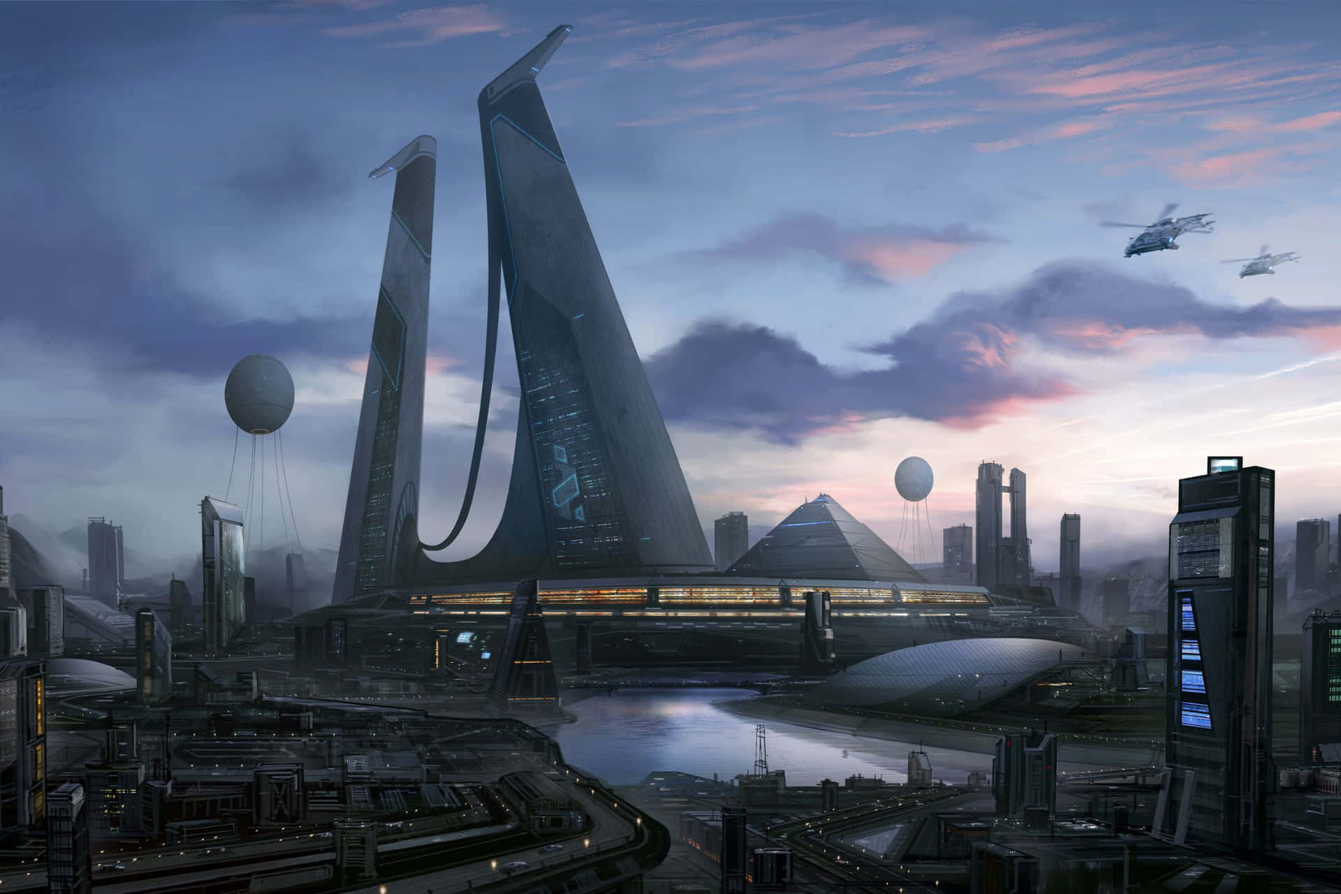 Futuristic_ Cityscape_ Sci Fi_ Scene Wallpaper