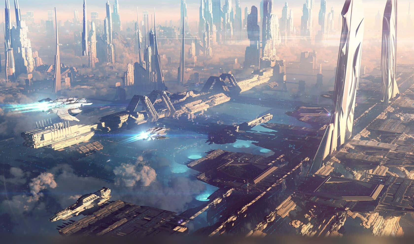 Futuristic_ Cityscape_ Utopia Wallpaper