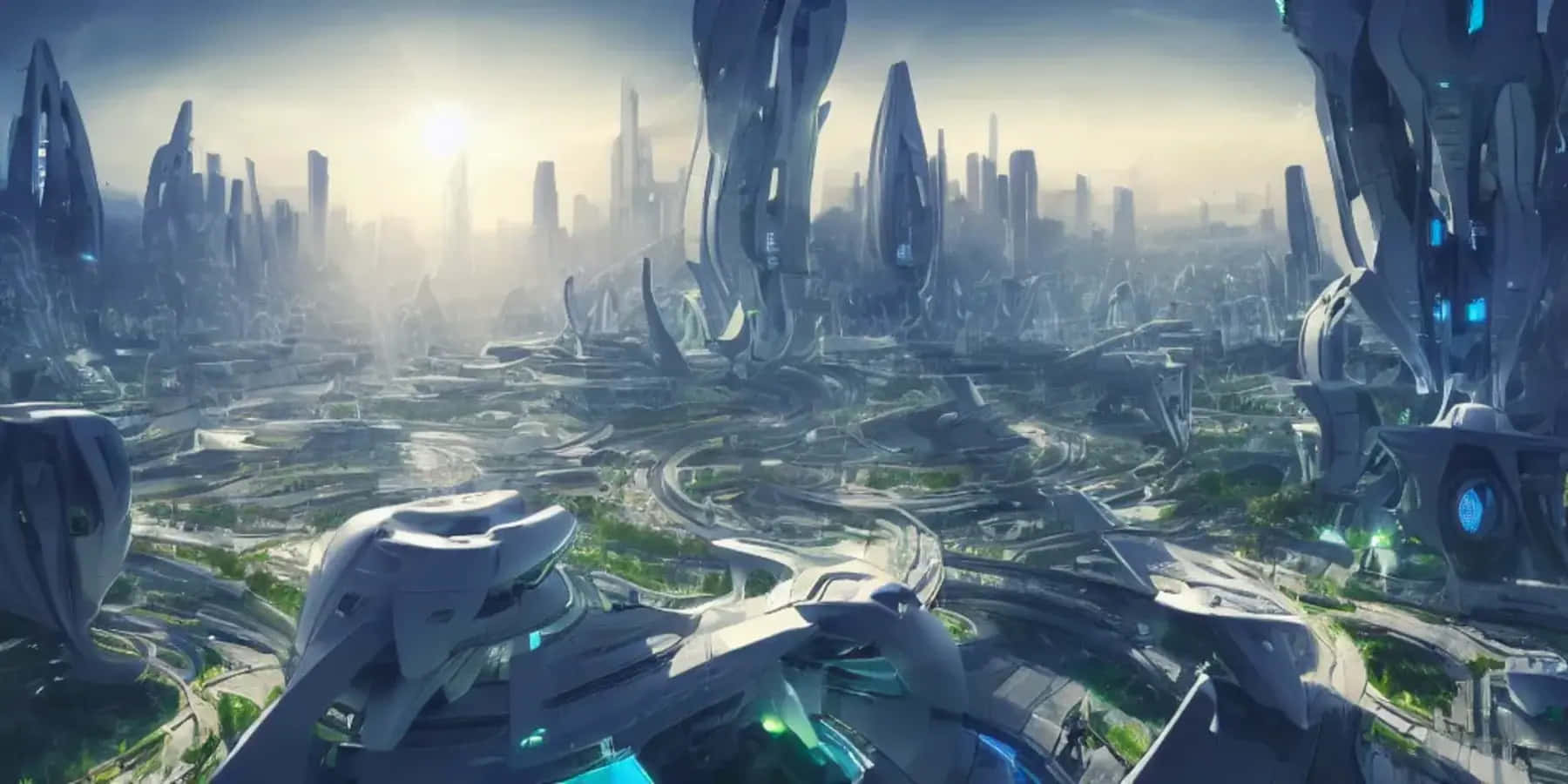 Futuristic Cityscape Utopia Wallpaper