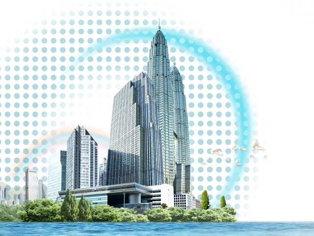 Futuristic Cityscapewith Rainbowand Tower PNG