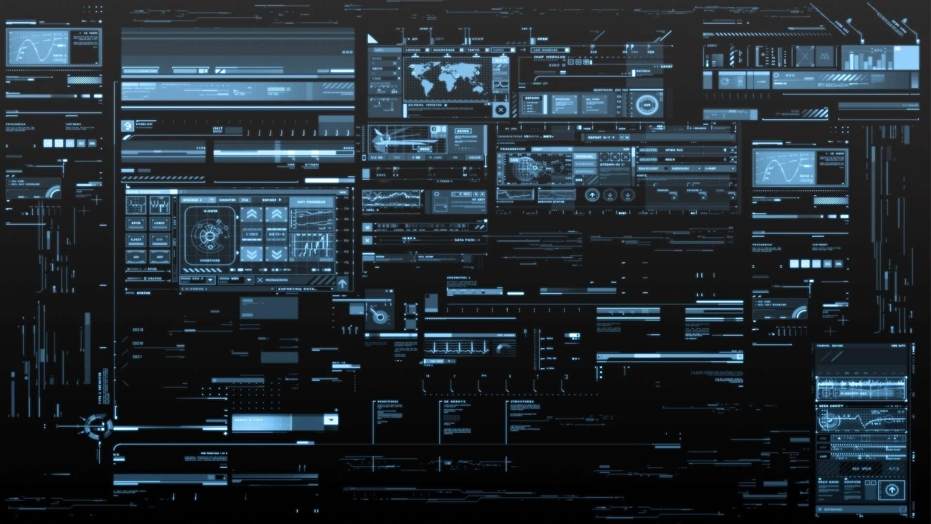 Futuristic Control Room Interface Wallpaper