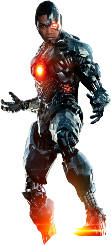 Futuristic Cyborg Hero Pose PNG