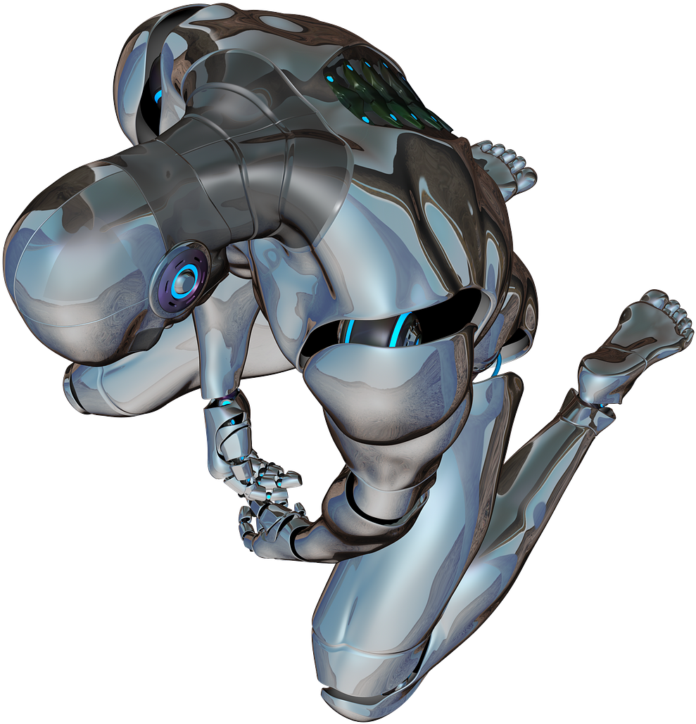 Futuristic Cyborg Pose PNG