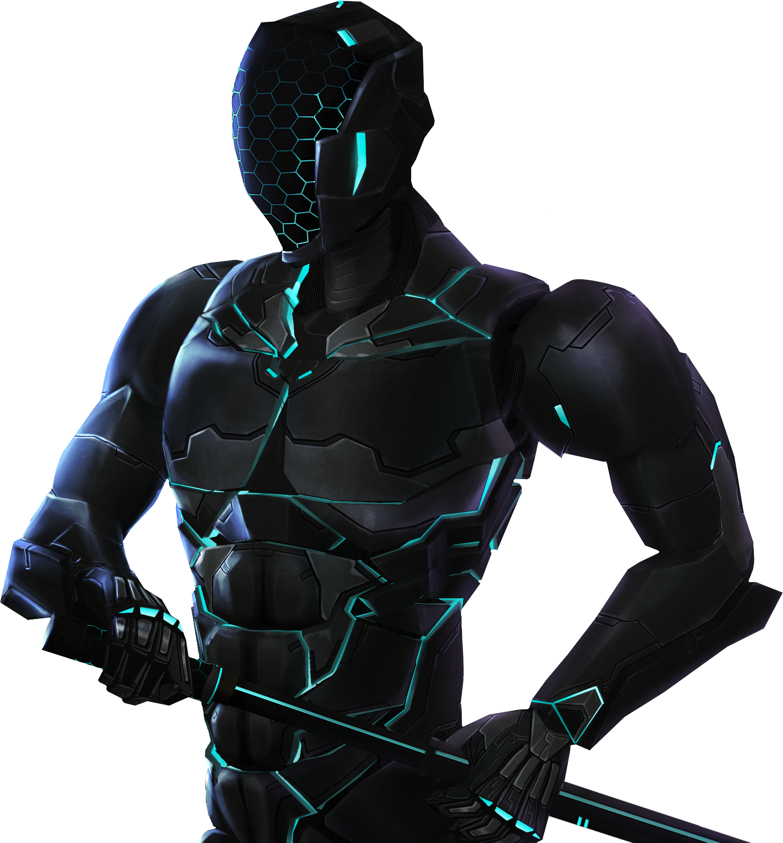 Futuristic Cyborg Warrior PNG