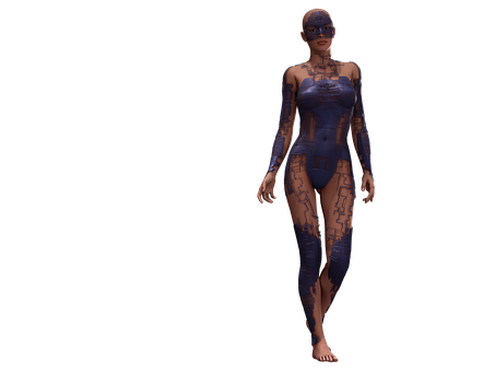 Futuristic Cyborg Woman Concept PNG