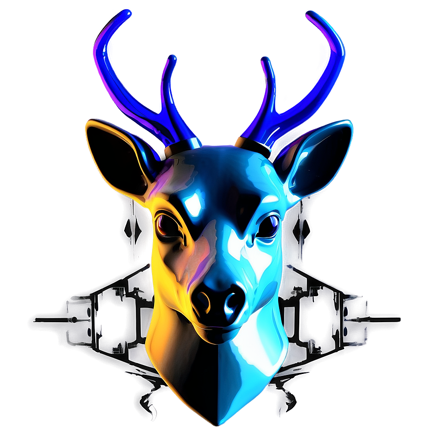 Futuristic Deer Head Cyber Art Png Wtb43 PNG