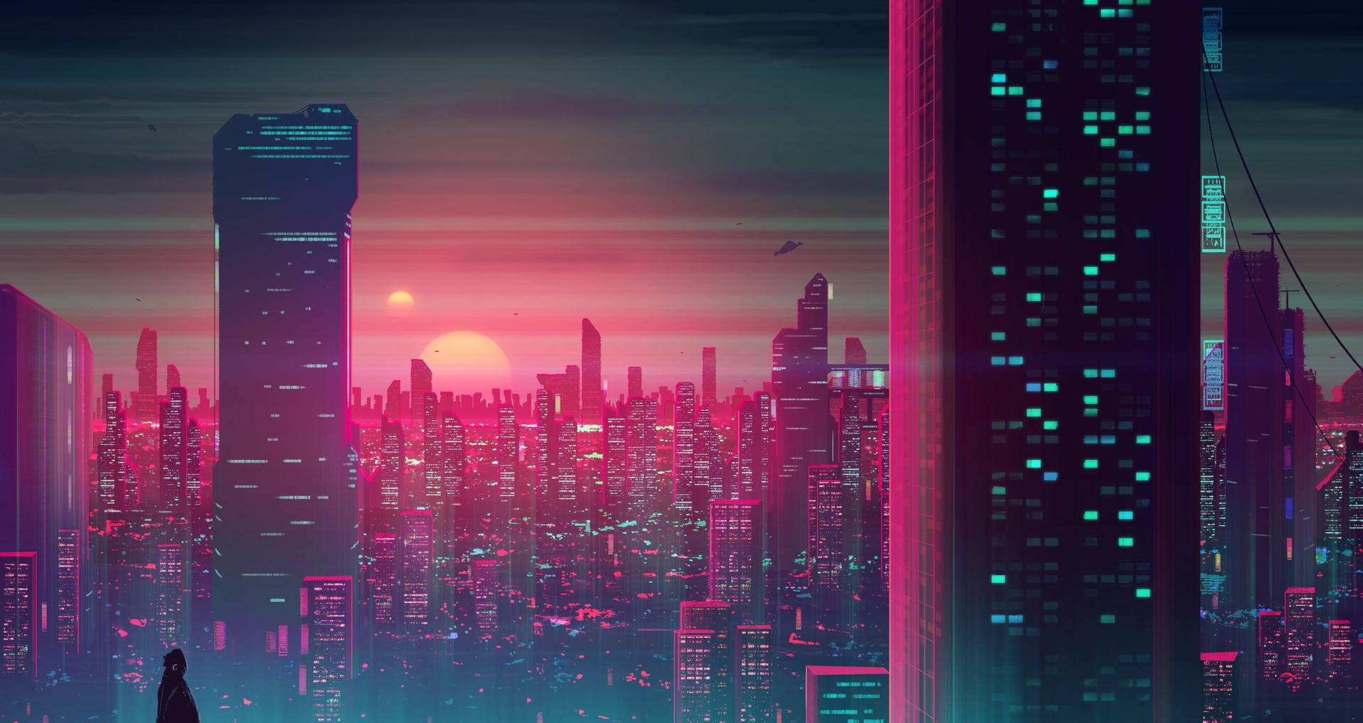 Neon Lights In Futuristic Desktop Wallpaper