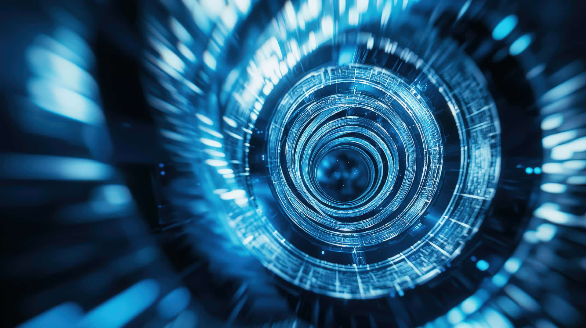 Futuristic Digital Data Tunnel With Glowing Blue Lights And Sci-fi Aesthetic Wallpaper