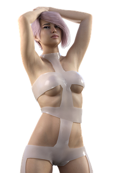 Futuristic_ Fashion_ Model_ Pose PNG