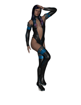 Futuristic Female Character Pose PNG