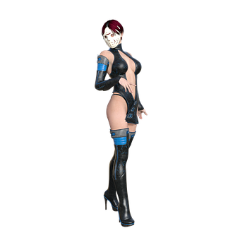 Futuristic_ Female_ Character_ With_ Mask PNG