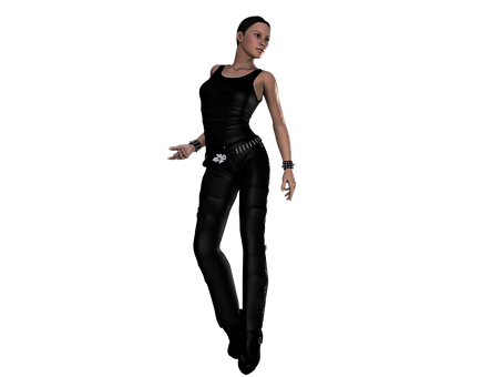 Futuristic Female Characterin Black Outfit PNG