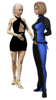 Futuristic_ Female_ Duo_ Render PNG