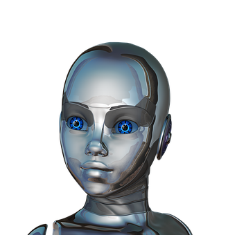 Futuristic Female Robot Portrait PNG