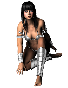 Futuristic Female Warrior Artwork PNG