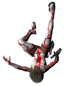 Futuristic Fighter Falling Backwards PNG