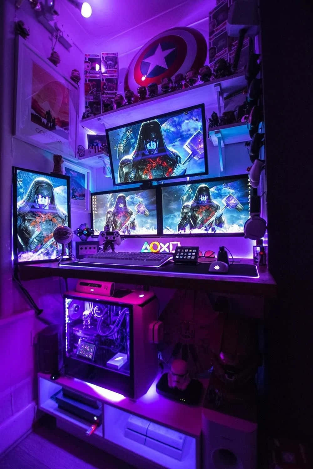 Futuristic Gaming Setup In A Cozy Room