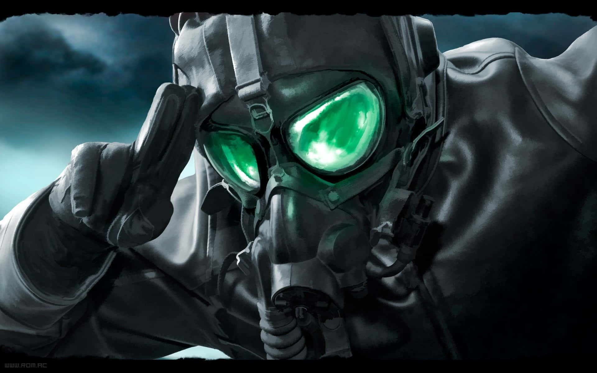 Futuristic Gas Mask Green Glow Wallpaper