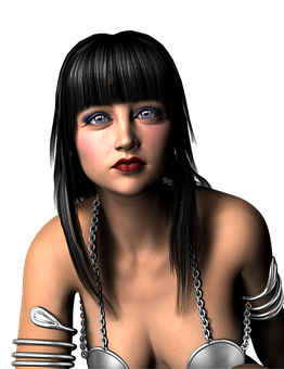 Futuristic Girl Portrait PNG