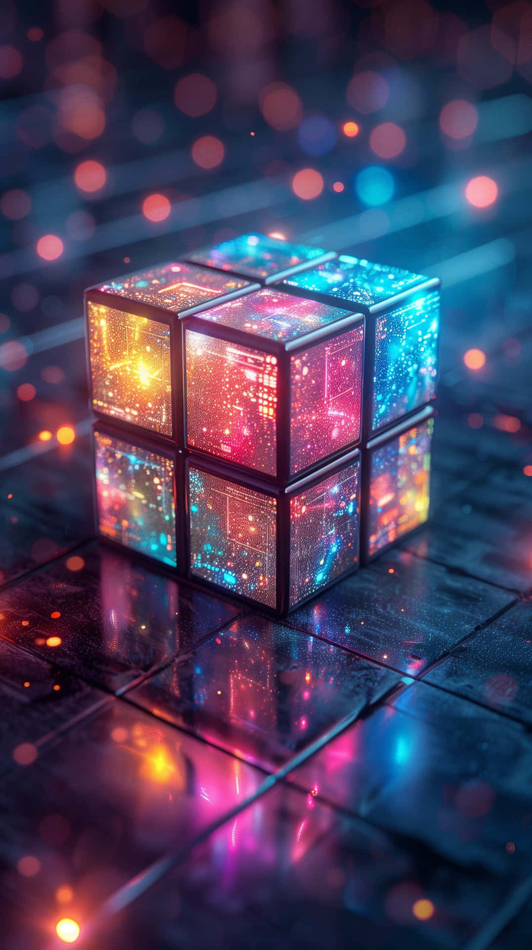 Futuristic Glowing Rubiks Cube Wallpaper