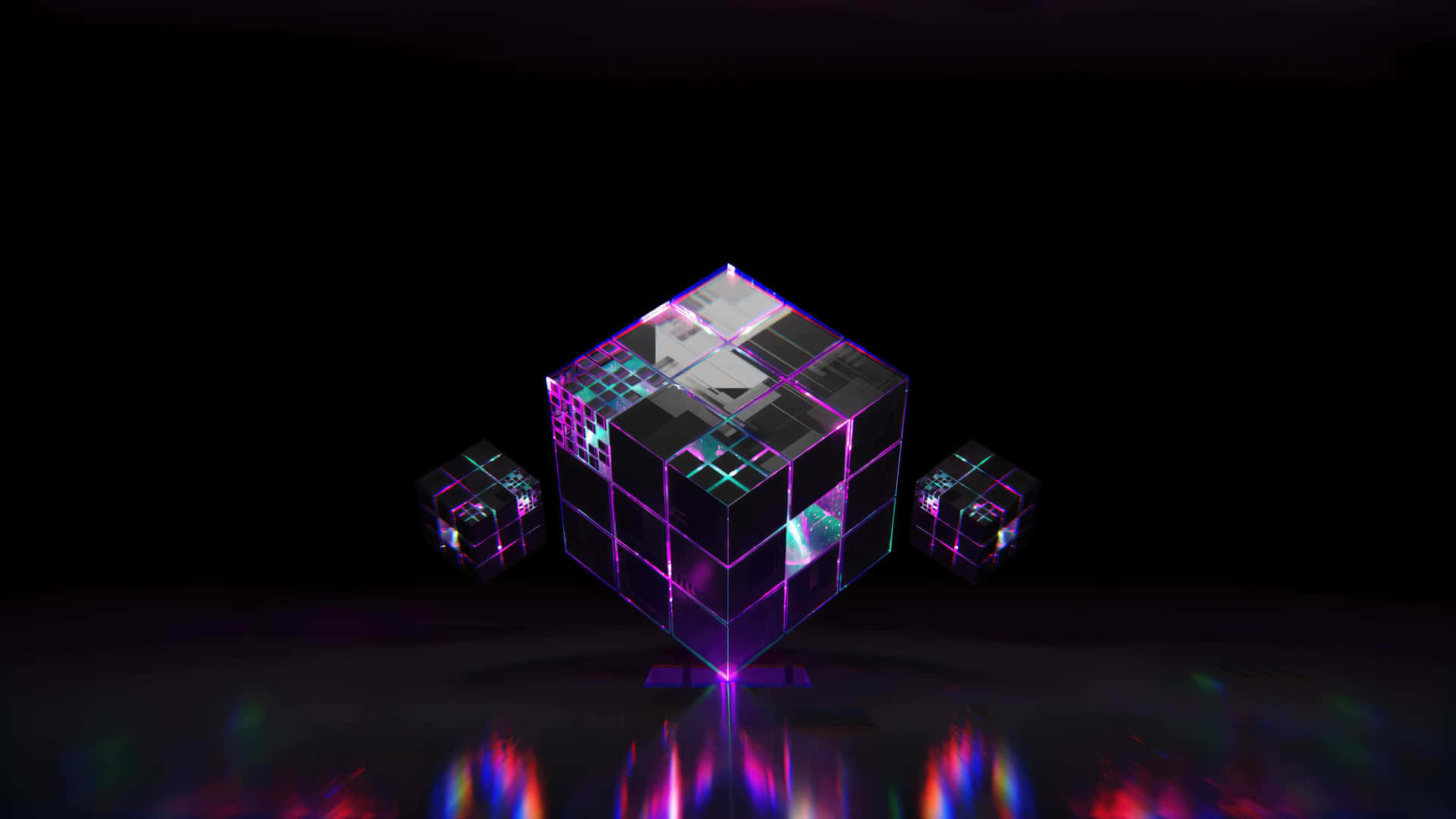 Futuristic Glowing Rubiks Cubes Wallpaper