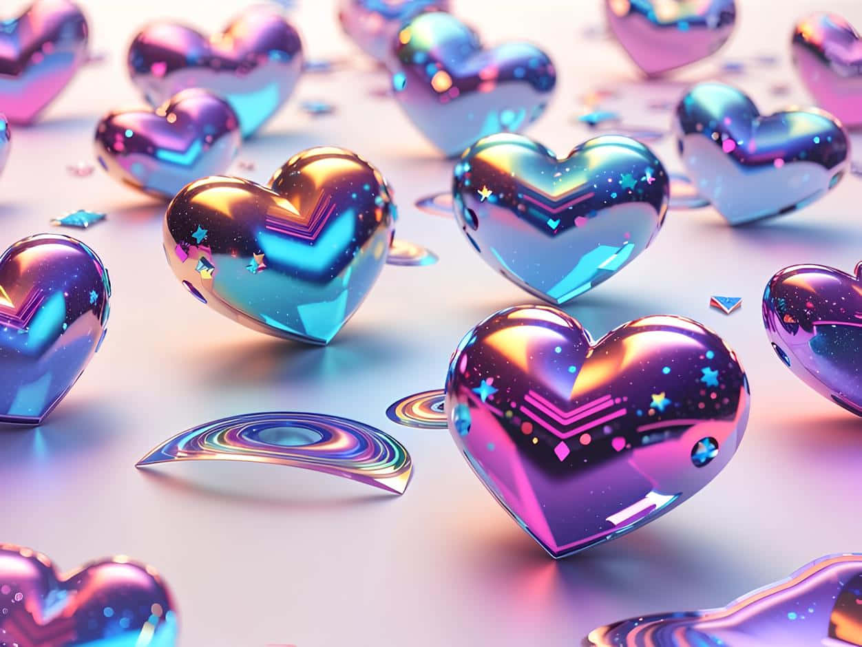 Futuristic Hearts3 D Render Wallpaper