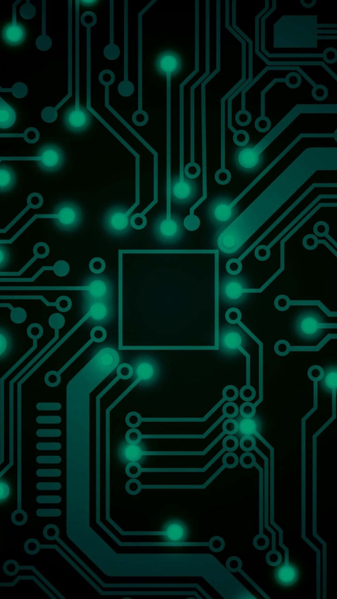 Futuristic Iphone Engulfed In A Circuit Board Wallpaper