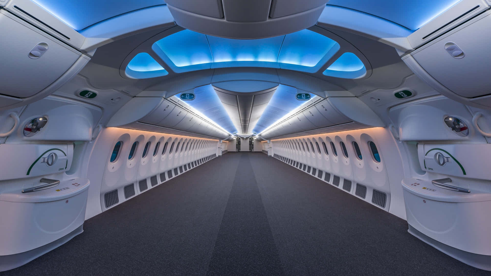 Futuristiske Jumbo Jets Indeflyvning Hangar Wallpaper