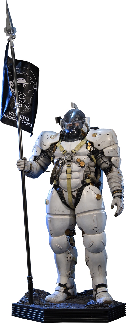 Futuristic Knight Statuewith Flag PNG