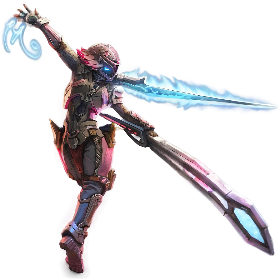 Futuristic Knight With Energy Sword PNG