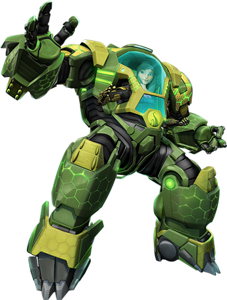 Futuristic Knightin Green Armor PNG