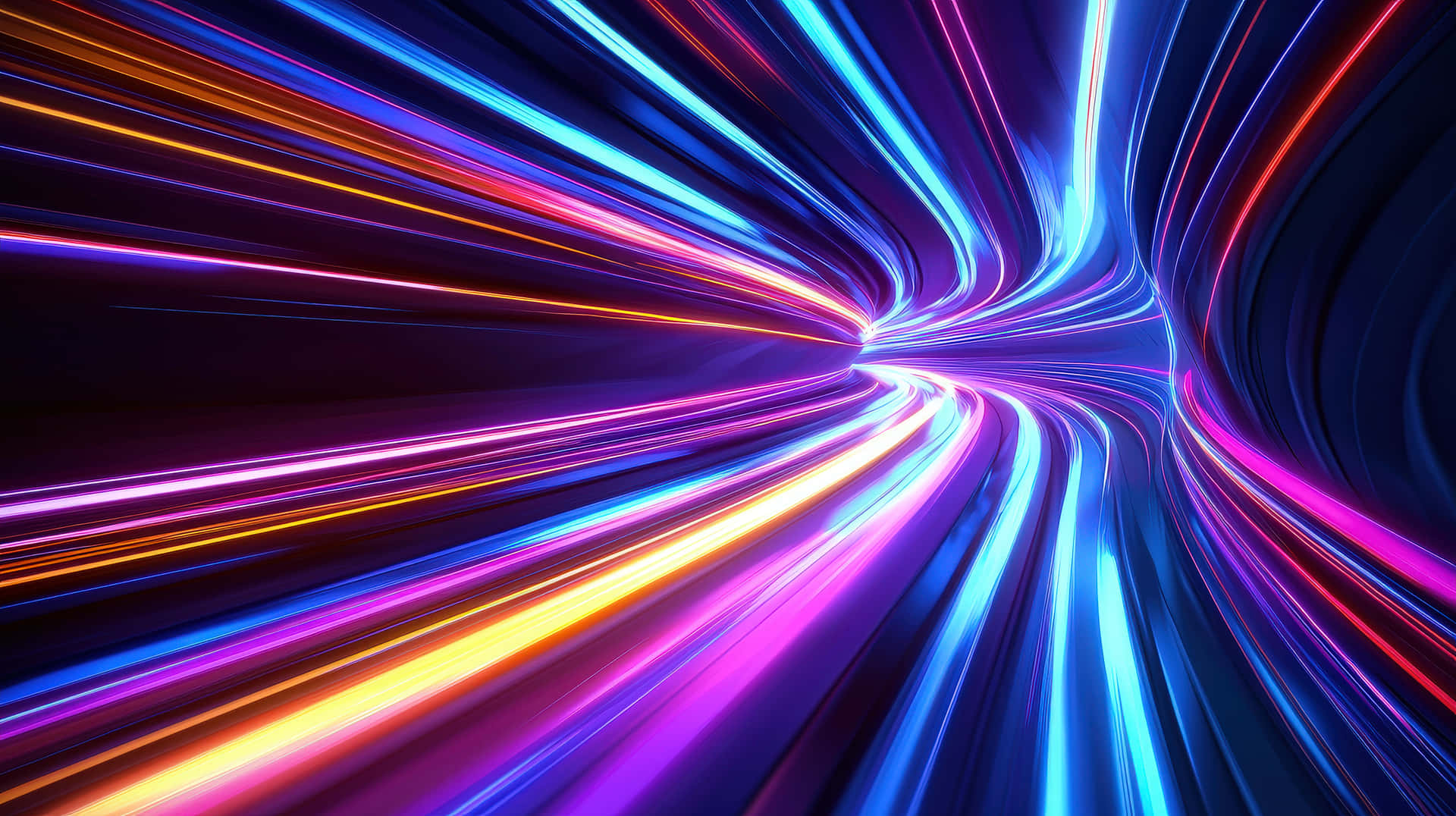 Futuristic Light Speed Tunnel With Neon Streaks Wallpaper