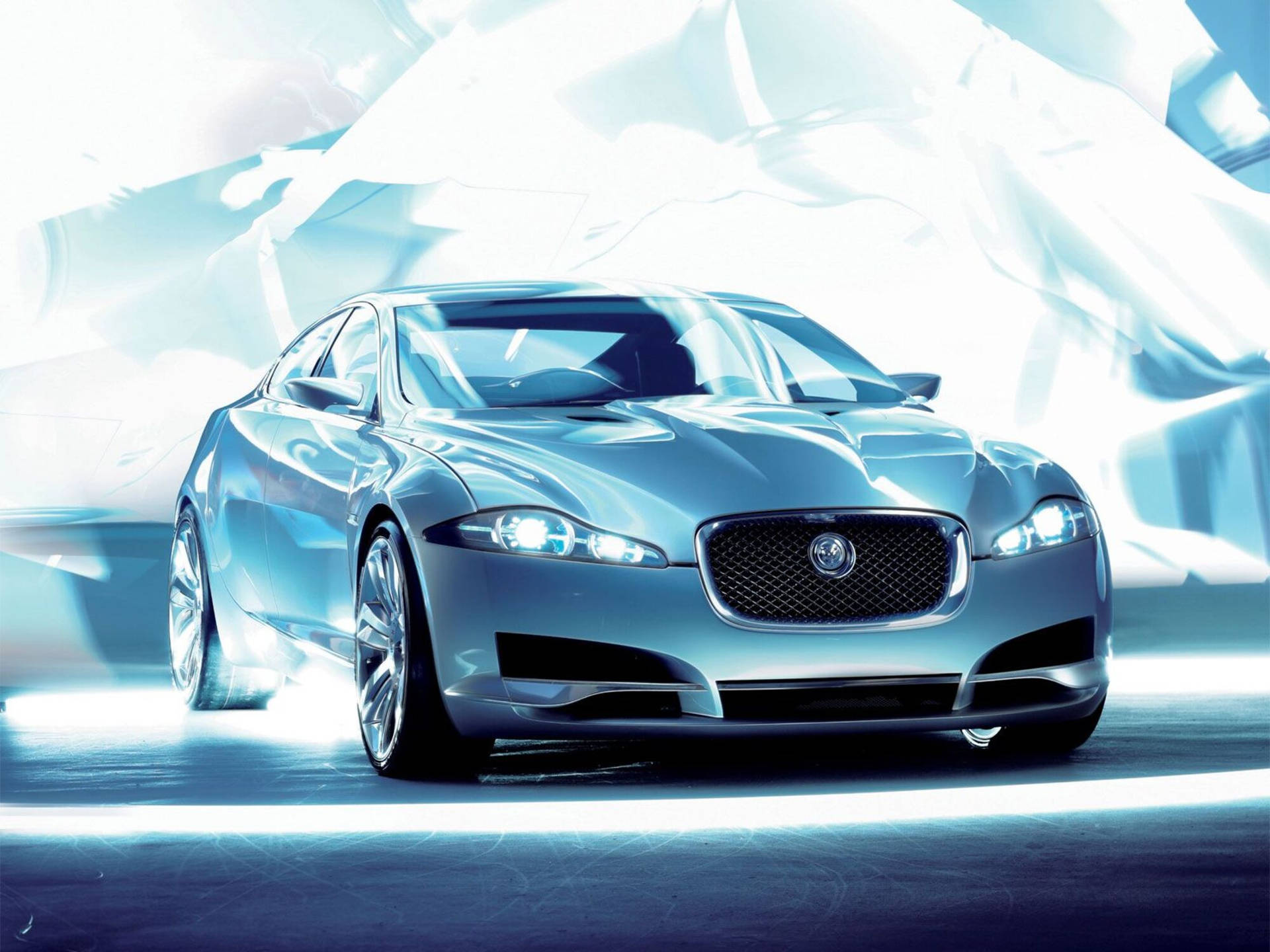Feel the Power of the Futuristic Metallic Silver Jaguar Car Wallpaper