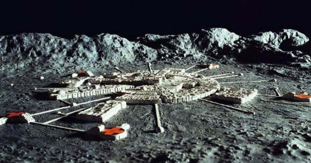 Futuristic Moon Base In Crater Wallpaper