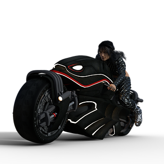 Futuristic Motorcycleand Rider PNG