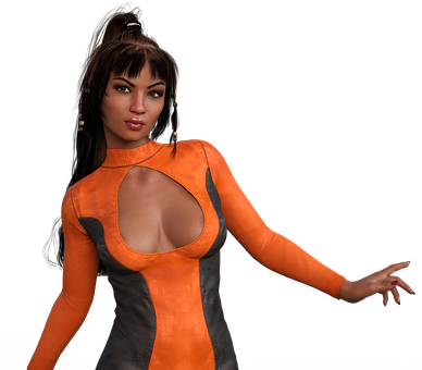 Futuristic Orange Dress3 D Model PNG