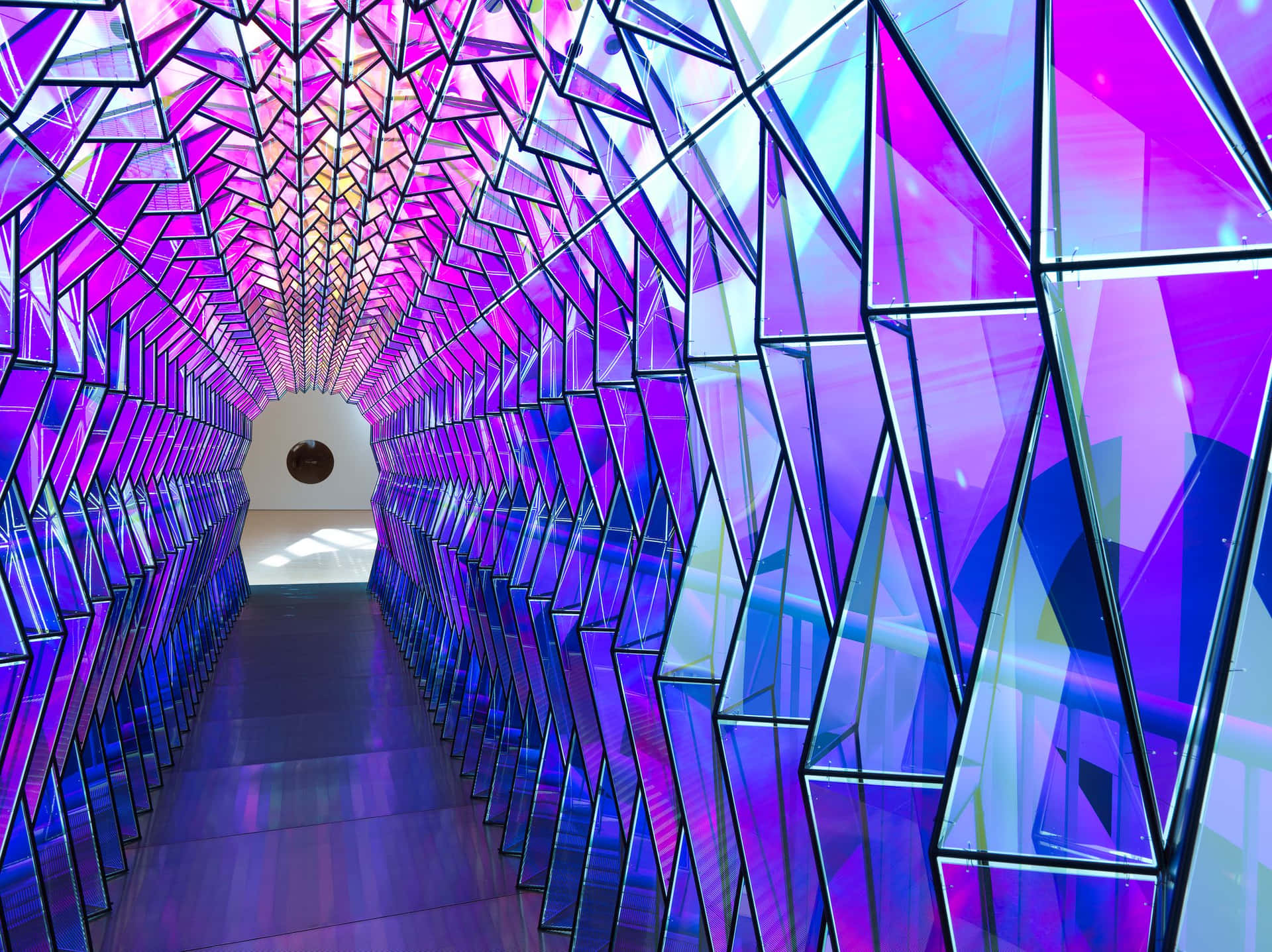 Futuristic Purple Crystal Corridor Wallpaper