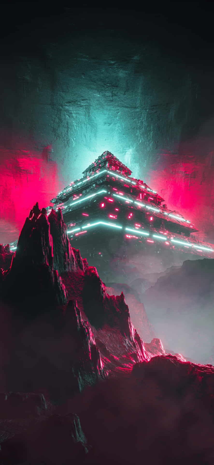 Futuristic_ Pyramid_ Underground_ City Wallpaper