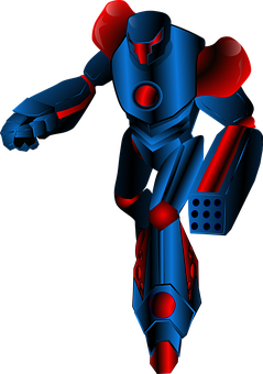 Futuristic Redand Blue Robot PNG
